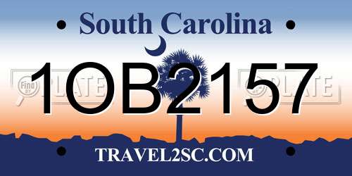 1OB2157 South Carolina License Plate