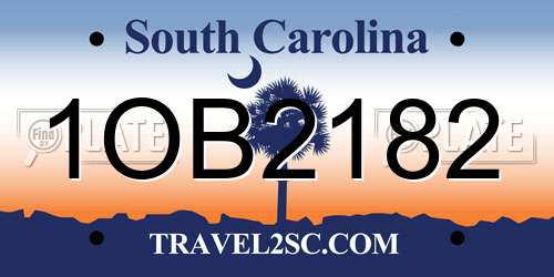 1OB2182 South Carolina License Plate