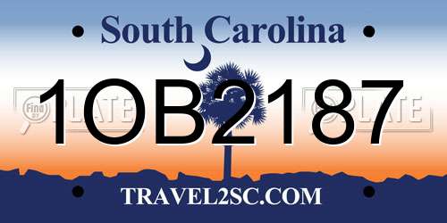1OB2187 South Carolina License Plate