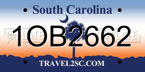 1OB2662 South Carolina License Plate