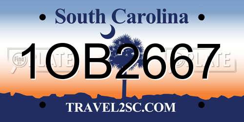 1OB2667 South Carolina License Plate