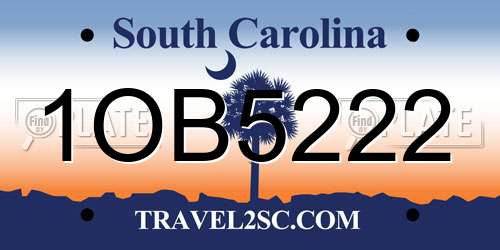 1OB5222 South Carolina License Plate