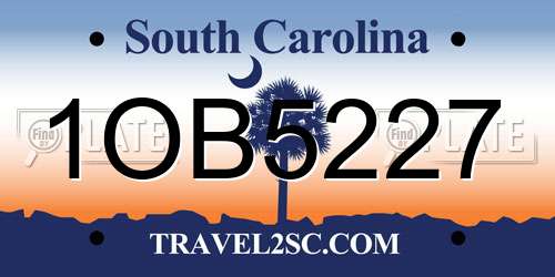 1OB5227 South Carolina License Plate