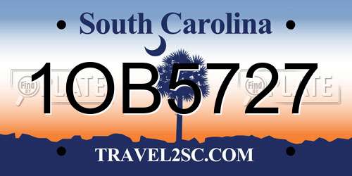 1OB5727 South Carolina License Plate