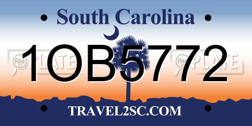 1OB5772 South Carolina License Plate