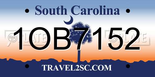1OB7152 South Carolina License Plate