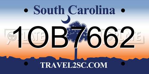 1OB7662 South Carolina License Plate