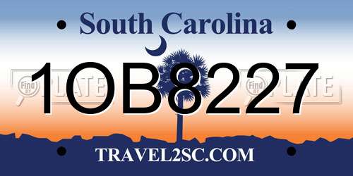 1OB8227 South Carolina License Plate