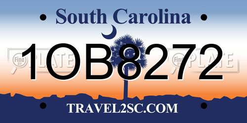 1OB8272 South Carolina License Plate