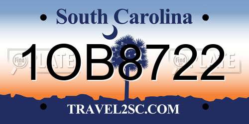 1OB8722 South Carolina License Plate