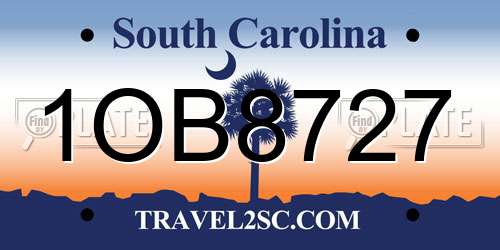 1OB8727 South Carolina License Plate