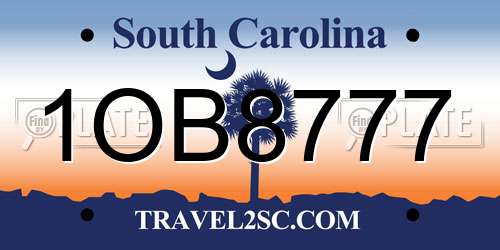 1OB8777 South Carolina License Plate