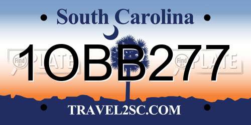 1OBB277 South Carolina License Plate