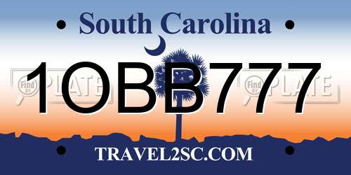 1OBB777 South Carolina License Plate