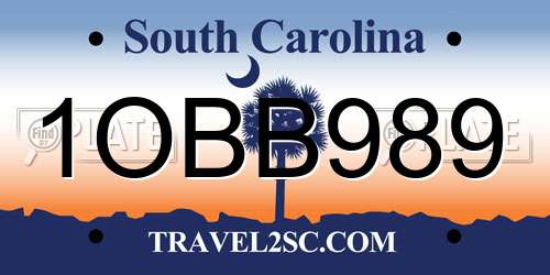 1OBB989 South Carolina License Plate