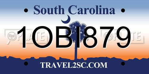 1OBI879 South Carolina License Plate