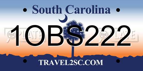 1OBS222 South Carolina License Plate