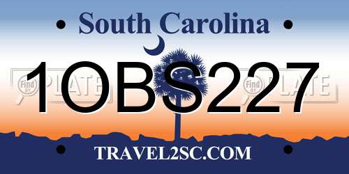 1OBS227 South Carolina License Plate