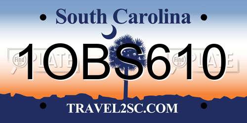 1OBS610 South Carolina License Plate