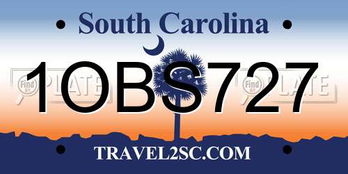 1OBS727 South Carolina License Plate