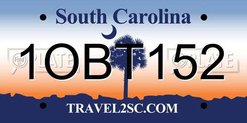 1OBT152 South Carolina License Plate