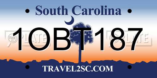 1OBT187 South Carolina License Plate