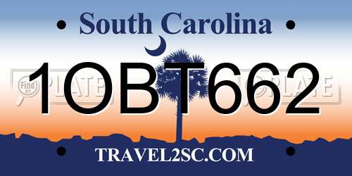 1OBT662 South Carolina License Plate