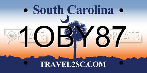 1OBY87 South Carolina License Plate