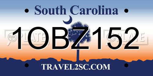 1OBZ152 South Carolina License Plate
