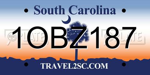1OBZ187 South Carolina License Plate