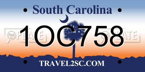 1OC758 South Carolina License Plate
