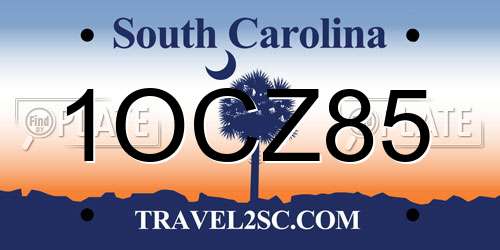 1OCZ85 South Carolina License Plate
