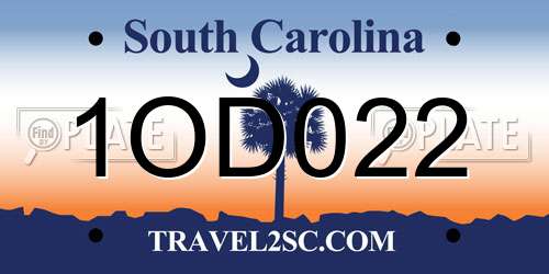 1OD022 South Carolina License Plate