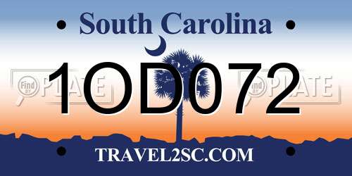 1OD072 South Carolina License Plate