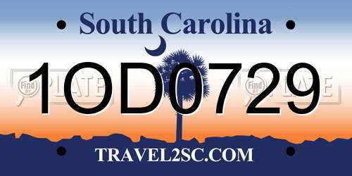 1OD0729 South Carolina License Plate