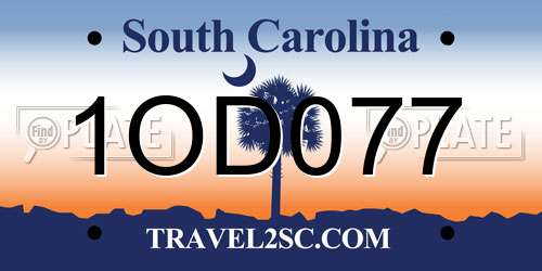 1OD077 South Carolina License Plate