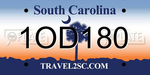 1OD180 South Carolina License Plate
