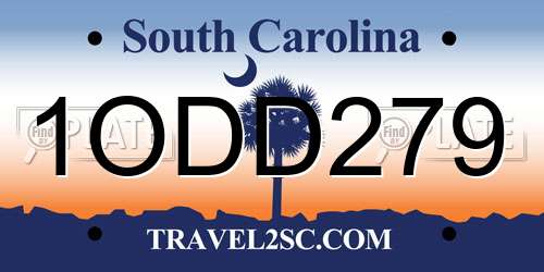 1ODD279 South Carolina License Plate