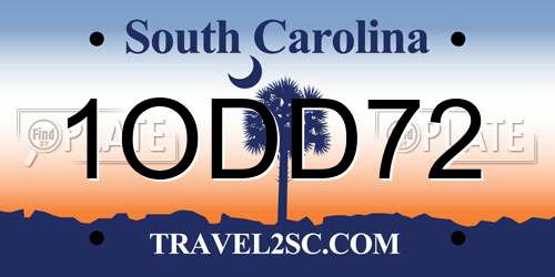 1ODD72 South Carolina License Plate