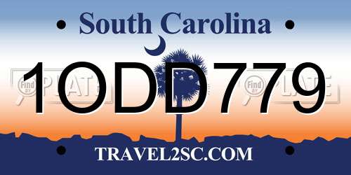 1ODD779 South Carolina License Plate