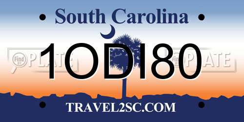1ODI80 South Carolina License Plate
