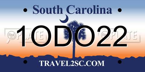 1ODO22 South Carolina License Plate
