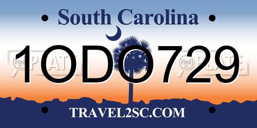 1ODO729 South Carolina License Plate