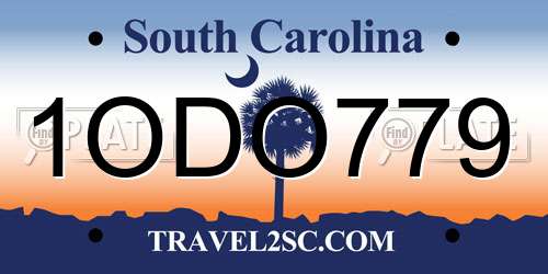 1ODO779 South Carolina License Plate