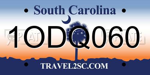1ODQ060 South Carolina License Plate