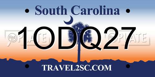 1ODQ27 South Carolina License Plate