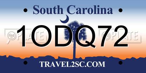 1ODQ72 South Carolina License Plate