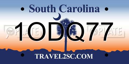 1ODQ77 South Carolina License Plate