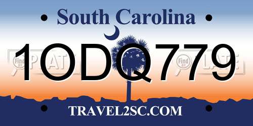 1ODQ779 South Carolina License Plate