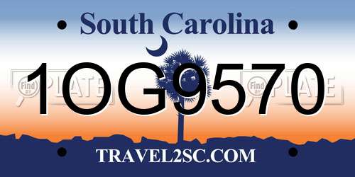 1OG9570 South Carolina License Plate